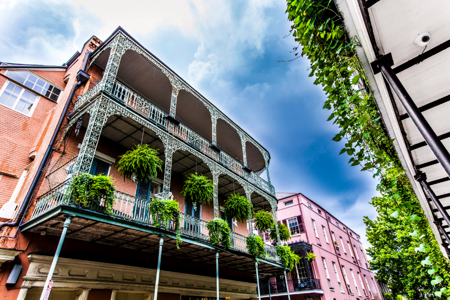 Old New Orleans houses in french Quarter